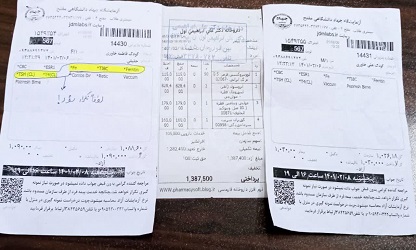 نیاز تکمیل شده و برآورده شده نیاز ماهیانه به دارو